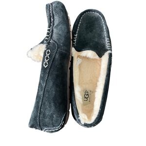 UGG Australia Ansley Black Suede Sheepskin Moccasin Slippers 3312 Womens 8
